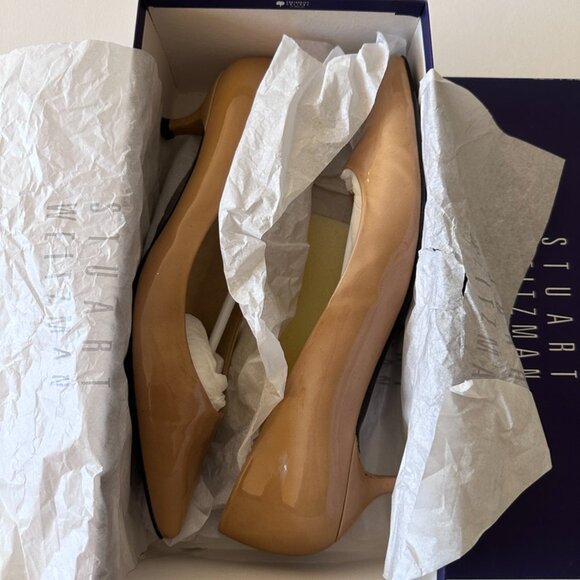 Stuart Weitzman Size 11.5 “Adobe” Patent Kitten Heel Pumps - Picture 3 of 8